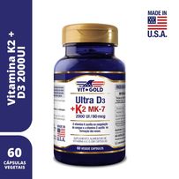 Vitamina K2 60mcg + D3 2000UI Vitgold 60 Cápsulas
