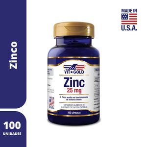 Zinco 25mg Vitgold 100 Cápsulas