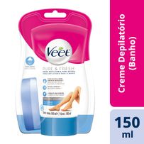 Creme Depilatório Para Banho Veet Pure e Fresh Pernas e Corpo Pele Delicadas 150ml