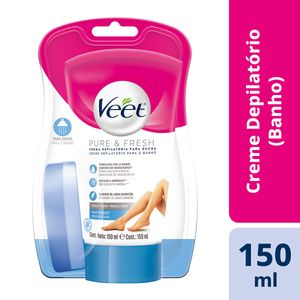 Creme Depilatório Para Banho Veet Pure e Fresh Pernas e Corpo Pele Delicadas 150ml