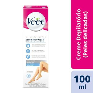 Creme Depilatório Corporal Veet Pure e Fresh Peles Delicadas 100ml