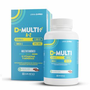 D Multi AZ + Vitamina D 2000 UI + Ômega 3 Divina 120 Cápsulas