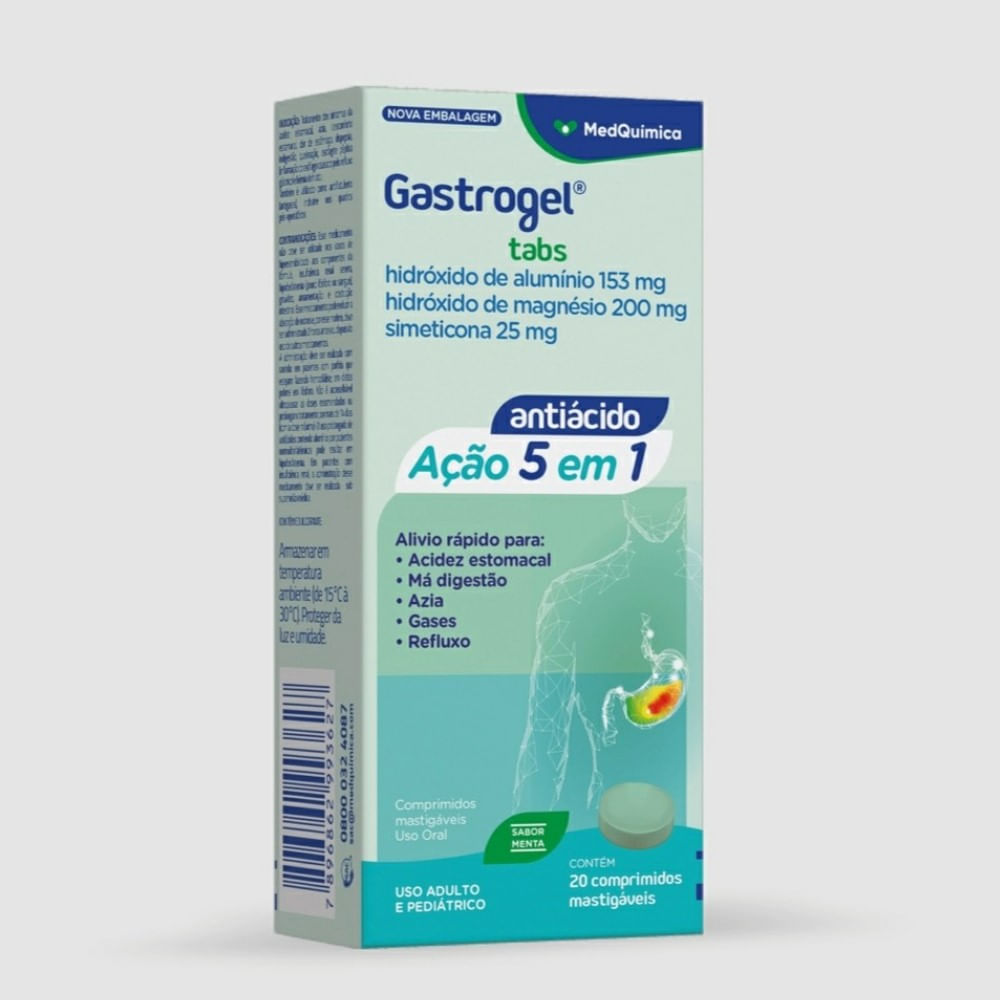 Gastrogel Tabs MedQuímica Sabor Menta 20 Comprimidos