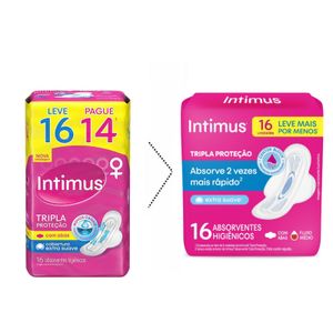 Absorvente Externo Intimus Tripla Proteção Suave Com Abas 16 Unidades