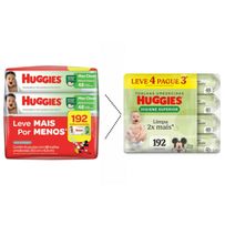 Lenço Umedecido Huggies Higiene Superior Limpam 2x Mais 4 Pacotes com 48 Unidades Cada
