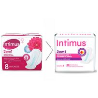 Absorvente Intimus 2 em 1 Com abas 8 Unidades