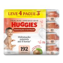 Lenço Umedecido Huggies Hidratação e Nutrição Contra Assaduras 4 Pacotes com 48 Unidades Cada