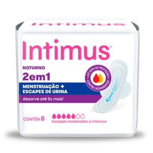 Absorvente Externo Intimus 2 em 1 Noturno Suave Com Abas 8 Unidades