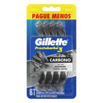 Aparelho de Barbear Gillette Prestobarba3 Carvão 8 Unidades