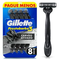 Aparelho de Barbear Gillette Prestobarba3 Carvão 8 Unidades
