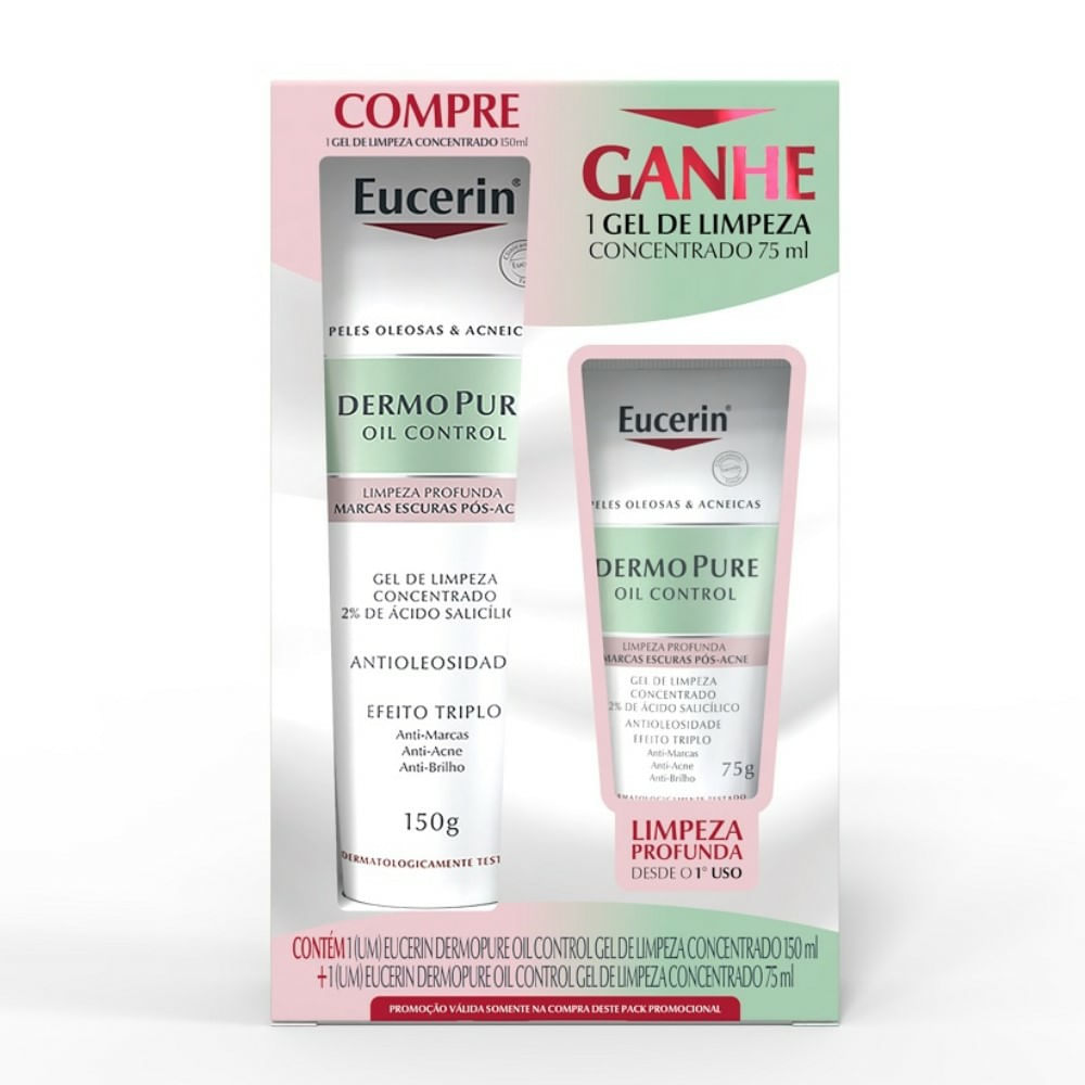 Kit Eucerin Gel de Limpeza Concentrado Dermo Pure Oil Control 150g + Gel de Limpeza Concentrado Dermo Pure Oil Control 75g
