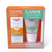 Kit Eucerin Protetor Solar Facial Oil Control FPS60 50g + Gel de Limpeza Concentrado Dermo Pure Oil Control 75g