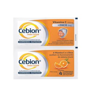 Cebion Para Levar Vitamina C + Zinco 4 Comprimidos Mastigáveis