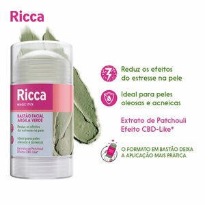 Bastão Facial Argila Verde Ricca Magic Stick