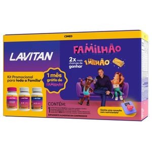 Kit Lavitan Familhão Vitaminas Infantil 60 Comprimidos Mastigáveis + Az Original 60 Comprimidos + Az Mulher 60 Comprimidos