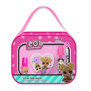Kit de Maquiagem Infantil Bolsinha Retangular LOL Surprise View Cosméticos (Batom + Brilho Labial + Estojinho de Sombra-Blush + Esmalte)