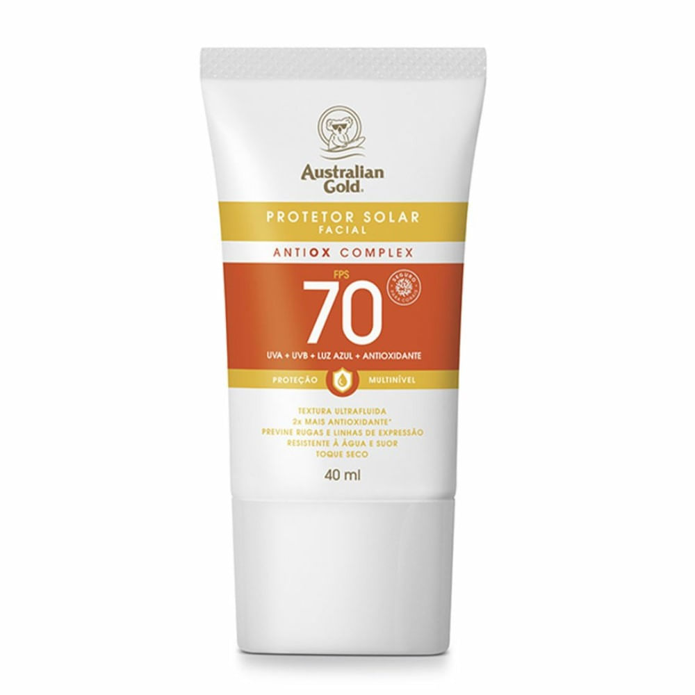 Protetor Solar Facial Australian Gold Antiox Complex Ultrafluido FPS70 40ml