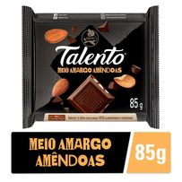 Chocolate Garoto Talento Meio Amargo E Amêndoas 85g