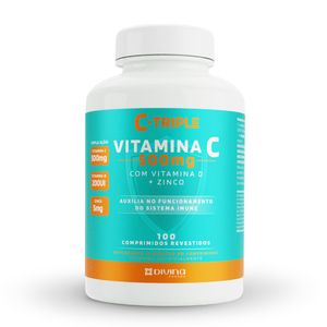 C-Triple Vitamina C 500g + Zinco 5mg + Vitamina D 200UI Divina 100 Comprimidos
