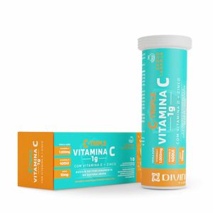 C-Triple Vitamin C 1g + Vitamina D + Zinco 10 Comprimidos Efervescentes