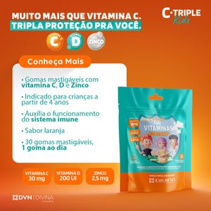 C-Triple Kids Vitamina C + Vitamina D + Zinco 30 Gomas