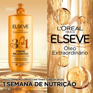 Creme Milagroso L'Oréal Paris Elseve 3 em 1 Óleo Extraordinário 500ml
