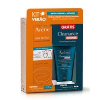 Kit Avène Protetor Solar Mat Perfect Fluido Antiacne FPS60 40g + Gel de Limpeza Profunda Cleanance Intense 40g