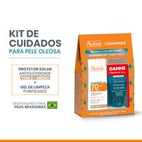 Kit Avène Protetor Solar Cleanance UV FPS70 Tom 2 Médio 40g + Gel de Limpeza Cleanance 40g