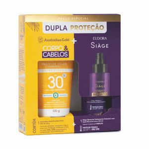 Protetor Solar Corporal Australian Gold FPS30 Textura Ultraleve 120g + Leave In Siàge Resgate Imediato 100ml