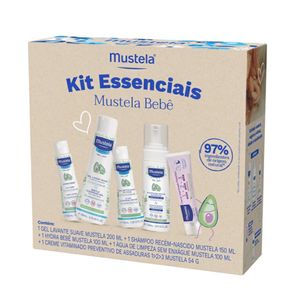 Kit Mustela Essencias Bebê Gel Lavante 200ml + Shampoo 150ml + Hydra 100ml + Água de Limpeza 100ml + Creme Preventivo de Assaduras 50ml