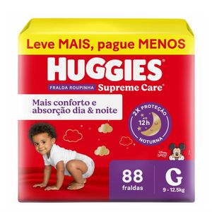 Fralda Roupinha Huggies Supreme Care G 88 Unidades