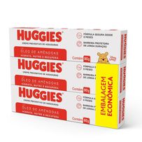 Creme Preventivo De Assadura Huggies Pele Protegida Óleo de Amêndoas 3 Unidades De 80g Cada