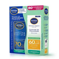Kit Nivea Sun Protetor Solar Corporal Protect e Hidrata FPS70 200ml + Protetor Solar Facial FPS60 Controle de Oleosidade 50g