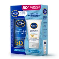Kit Nivea Sun Protetor Solar Corporal Protect e Hidrata FPS50 200ml + Protetor Solar Facial FPS70 Toque Seco 40ml