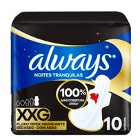 Absorvente Always Noites Tranquilas Seca Hiper Longo com Abas XXG 10 Unidades