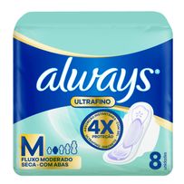Absorvente Always Ultrafino Seca com Abas M 8 Unidades