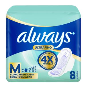 Absorvente Always Ultrafino Seca com Abas M 8 Unidades