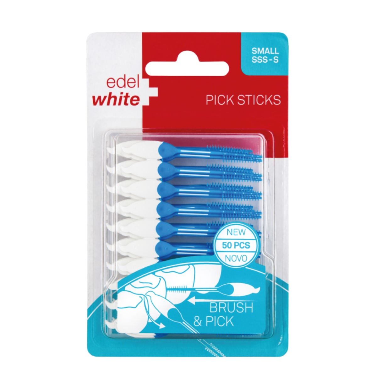 Escova Limpeza Interdental Edel White Brush Picks Medium S-L 50 unidades