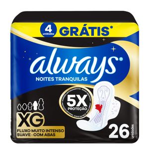 Absorvente Always Noturno Suave Com Abas XG 26 Unidades
