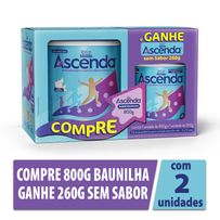 Suplemento Alimentar Ascenda Baunilha 800g + Suplemento Alimentar Ascenda Sem Sabor 260g