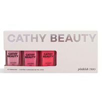 Kit Esmalte Cathy Beauty Pinkish Trio 3 Unidades de 9ml cada