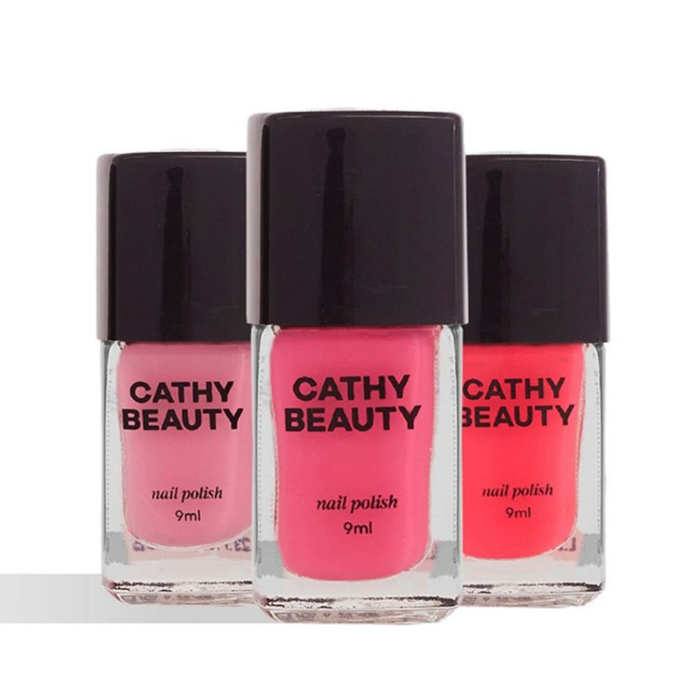 Kit esmalte cathy beauty pinkish trio 3 unidades de 9ml cada drogaria