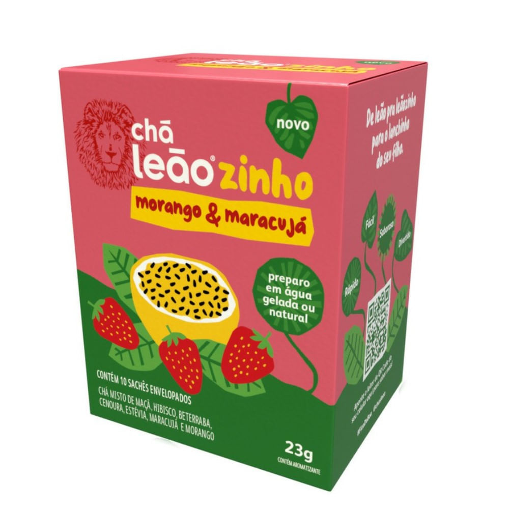 Chá Leãozinho Kids Morango e Maracujá 10 Sachês