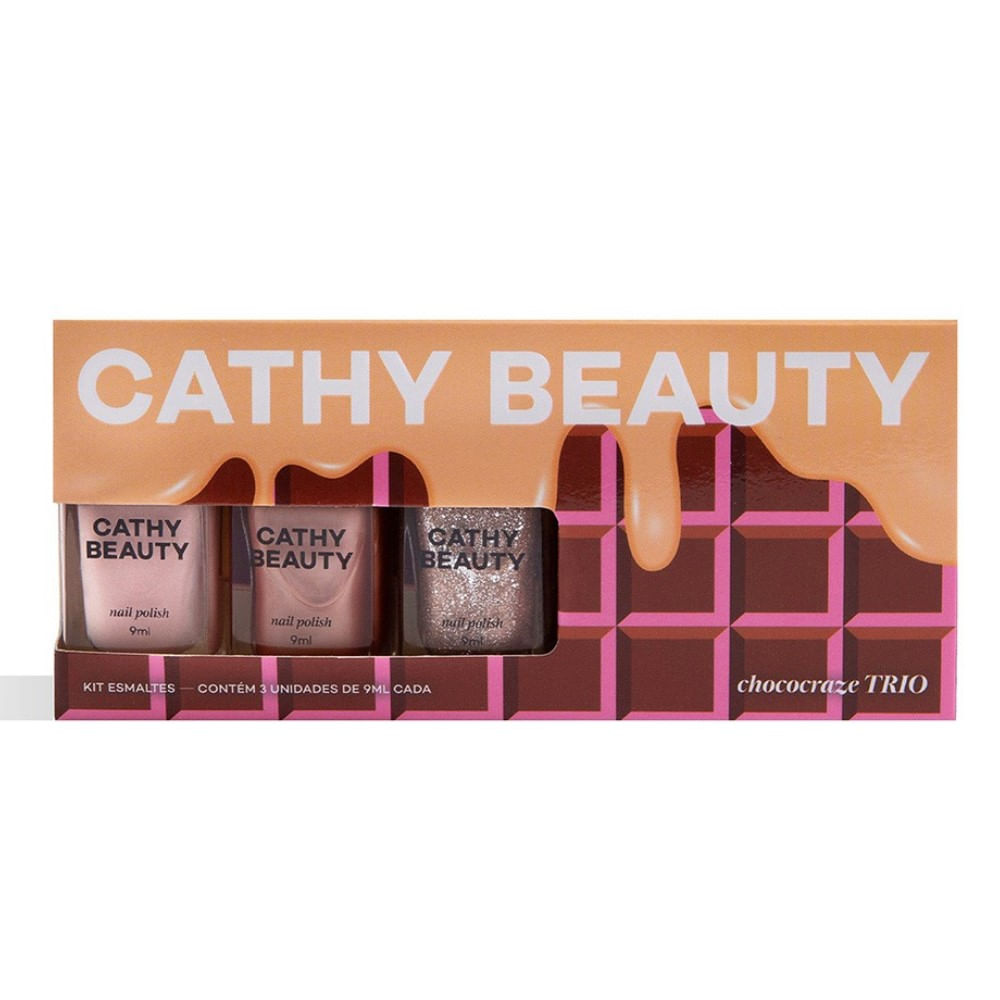 Kit Esmaltes Veganos Cathy Beauty Chococraze Trio 3 Unidades de