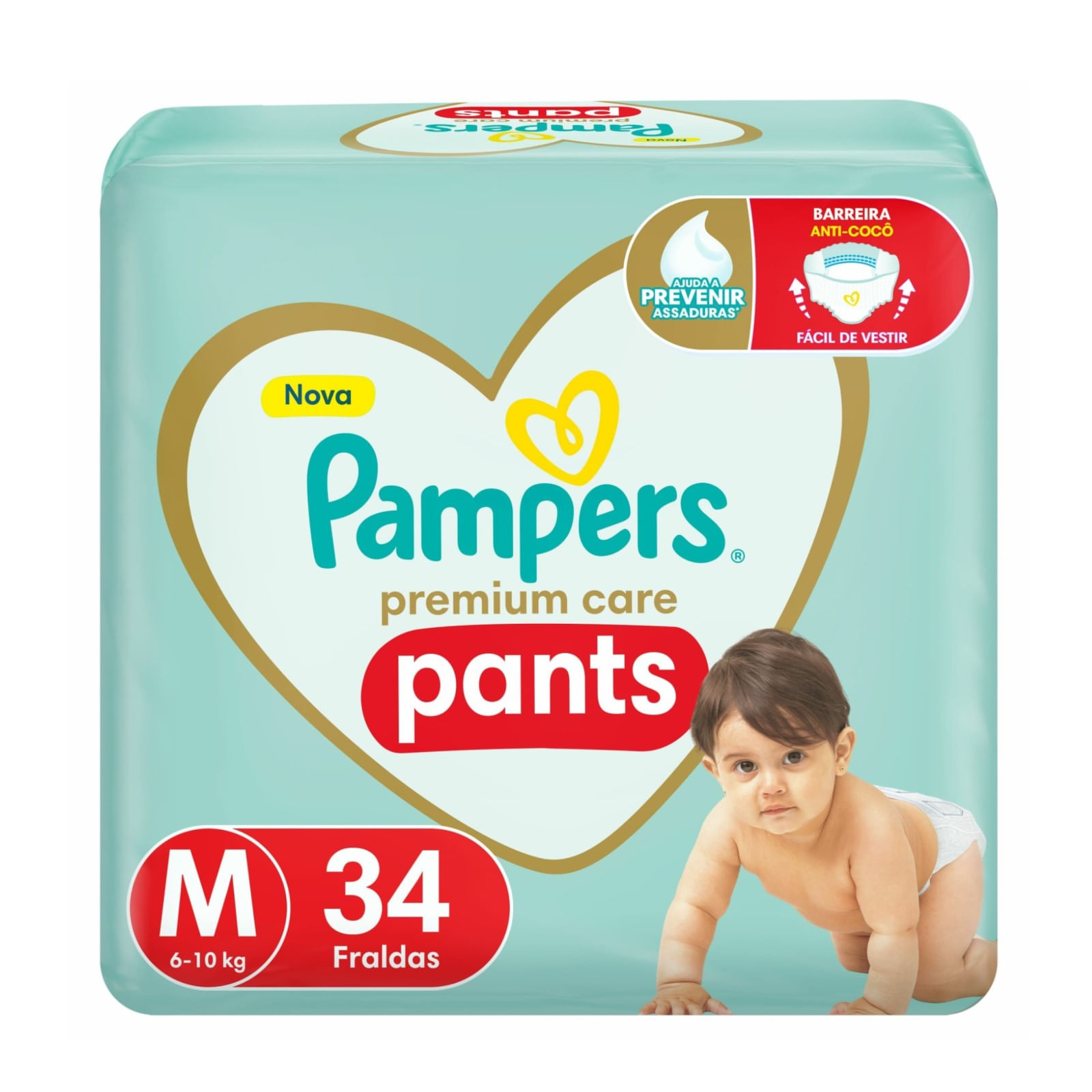 Fralda Pampers Pants Premium Care M – 34 Unidades