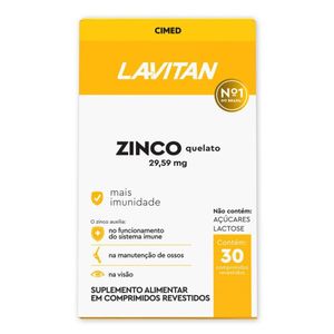 Suplemento Vitamínico Lavitan Zinco Cimed 30 Comprimidos Revestidos