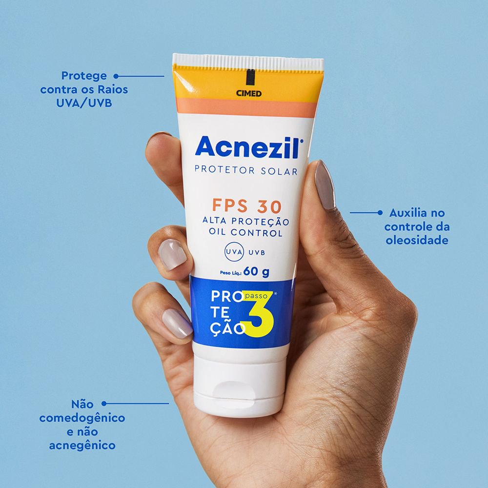 Protetor Solar Facial Acnezil Controle da Oleosidade FPS30 60g