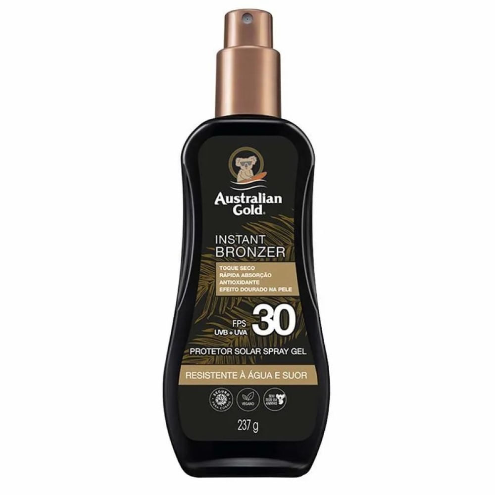 Protetor Solar Corporal Spray Gel Australian Gold Instant Bronzer FPS30 237g