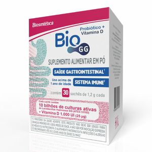 Suplemento Alimentar Bio GG Probiótico + Vitamina D 1.000UI 30 Sachês de 1,2g Cada