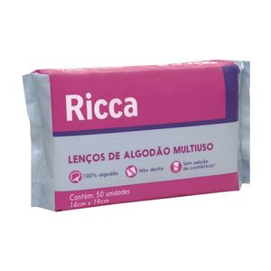 Lenços de Algodão Multiuso Ricca 50 Unidades